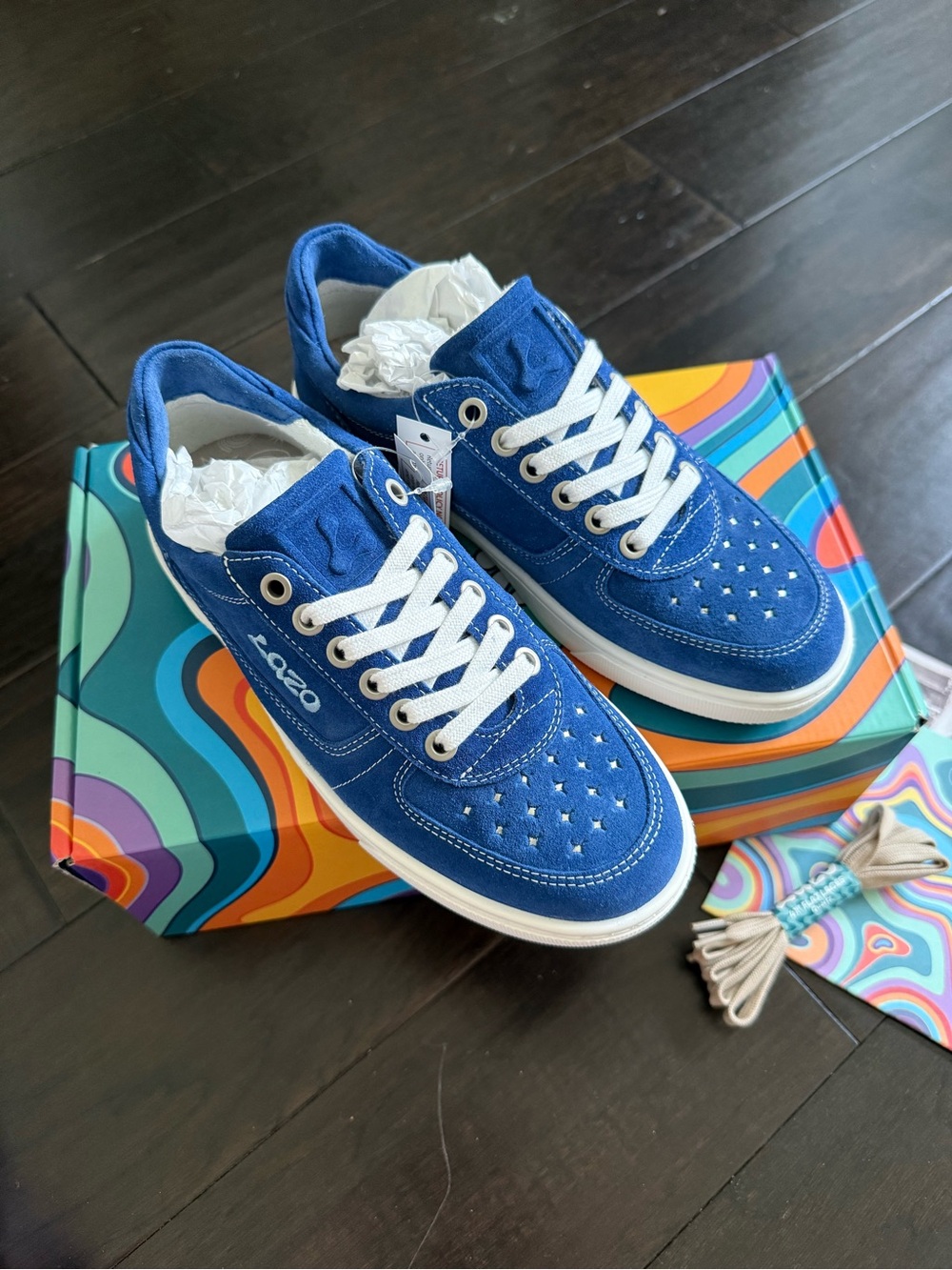 Sozo Women’s Blue Suede Lace-Up Sneakers